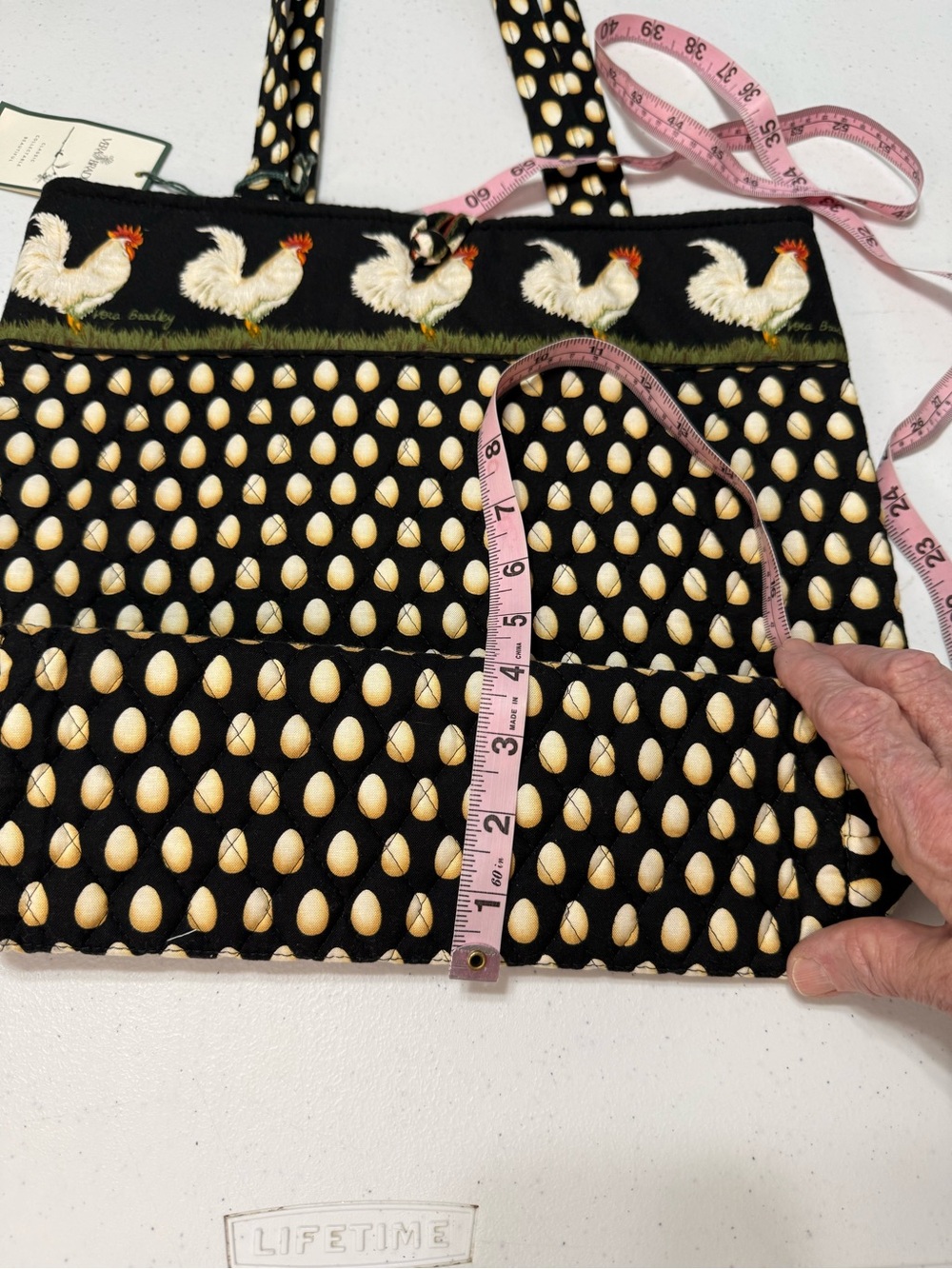 NWT Vera Bradley Fowl Play Quilted Tote Bag Rooster Chicken Egg Retired Print - Picture 6 of 9